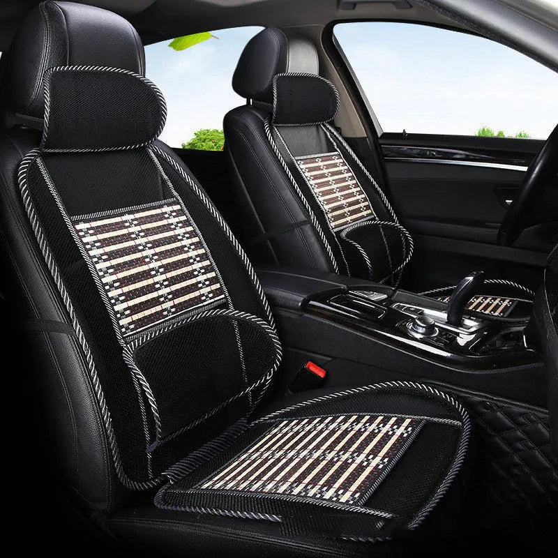Bamboo silk breathable cool pad seat cushion with waistband for universal use in car, van, or office