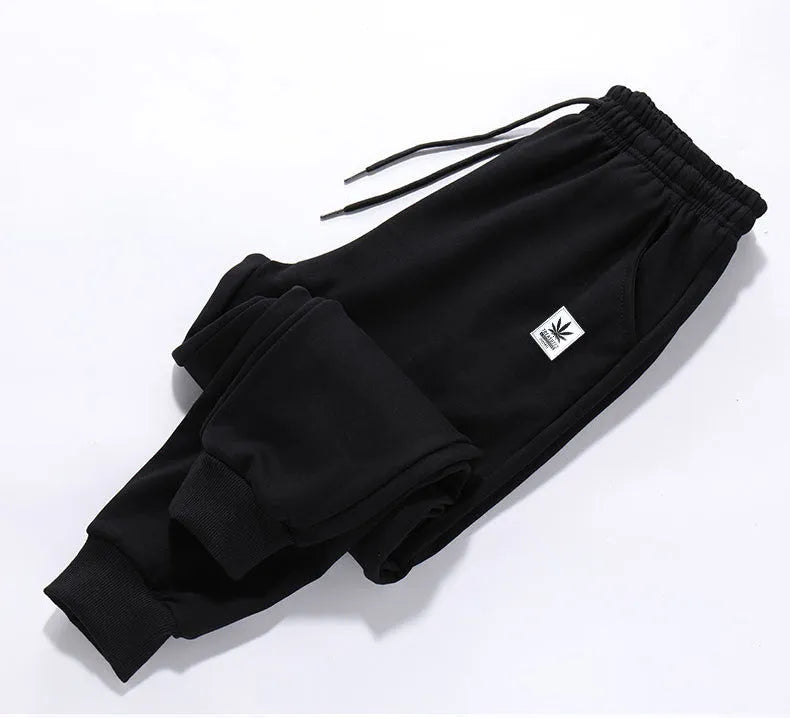 Loose fit mid-waist polyester casual trousers for teenagers, nine-length, small feet style, available in multiple colours