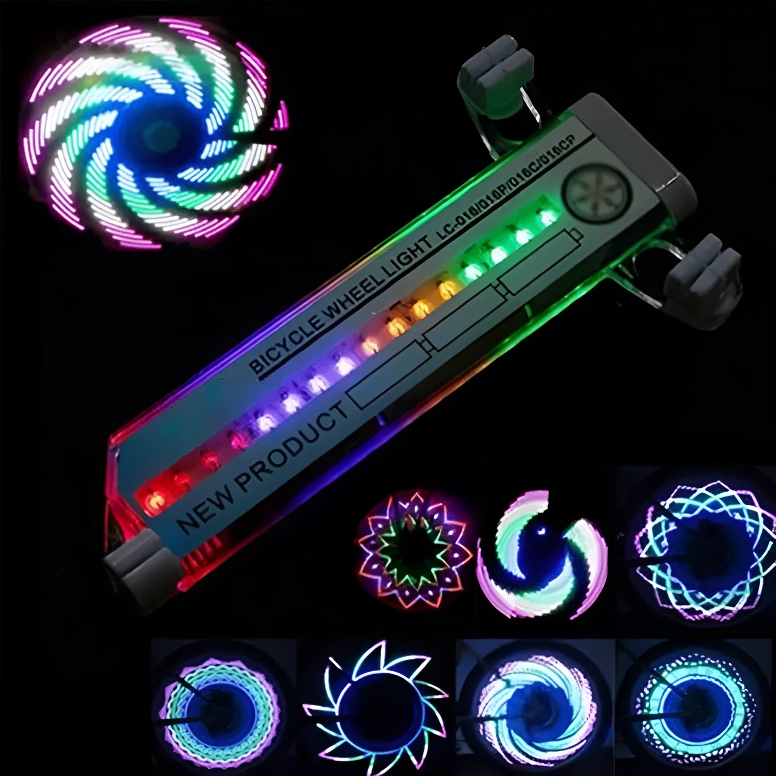 16 LED colorful bike wheel light attached to mountain bike wheel with steel wire, Sanmen Aite
