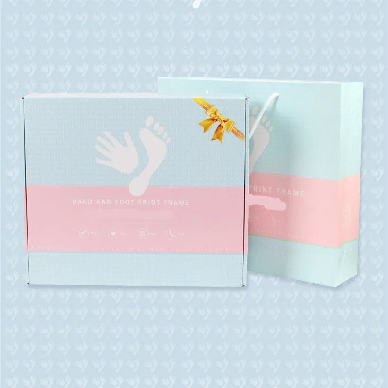 Handmade baby hand and foot print memory frame in modern simple style