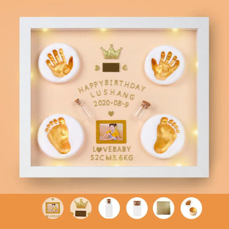 Handmade baby hand and foot print memory frame in modern simple style
