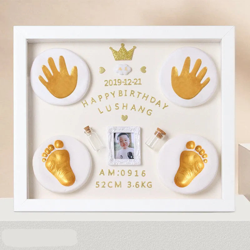 Handmade baby hand and foot print memory frame in modern simple style