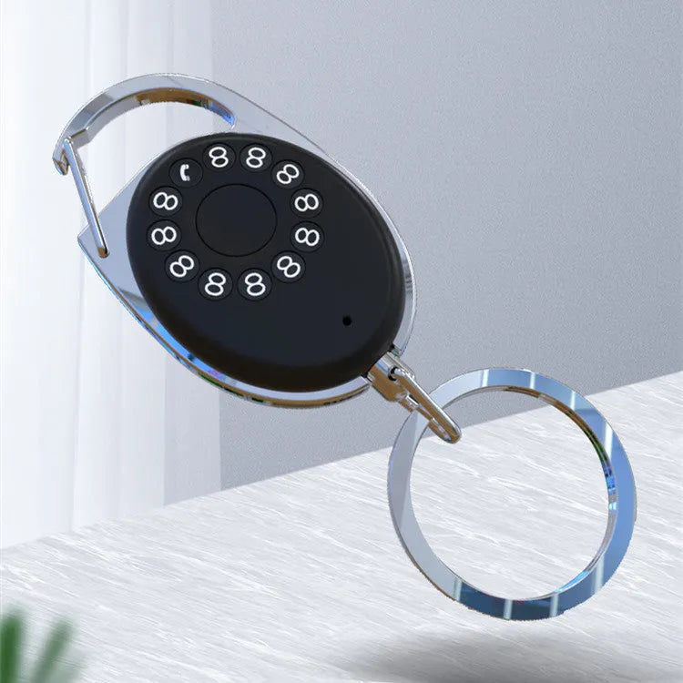 Black Bluetooth anti-lost tracker with keychain attachment compatible with Apple devices