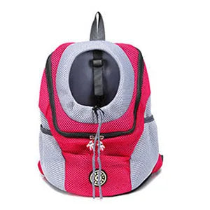 Pet portable chest mesh breathable shoulder outing bag in blue, three sizes S M L for dogs and cats