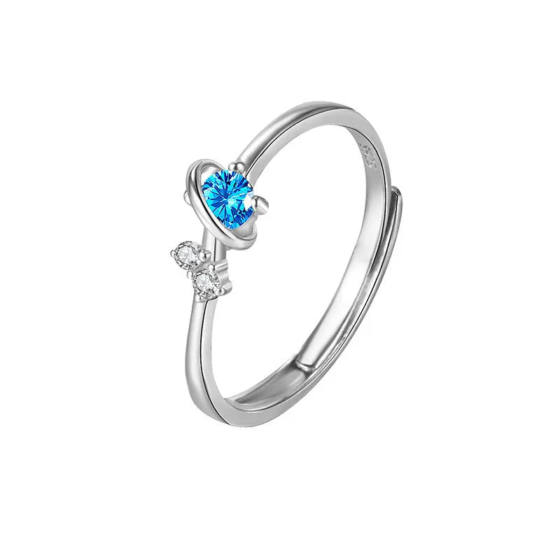 925 sterling silver unisex couple rings with geometric design and inlaid gems, silver colour, 3.75g precious metal weight