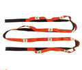Polyester cotton yoga stretch band in blue, approximately 1.5 metres long, on a white background