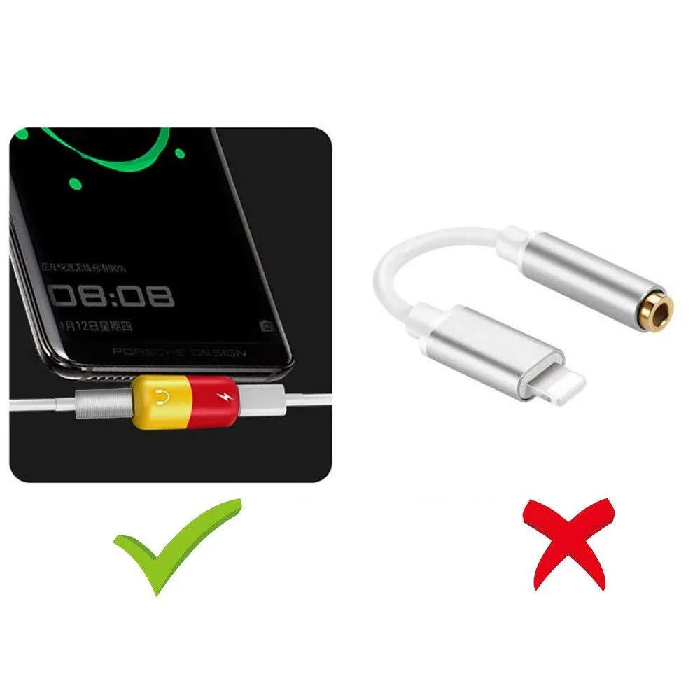 Small blue 2-in-1 adapter splitting into USB charging port and 3.5mm audio jack for Huawei phones