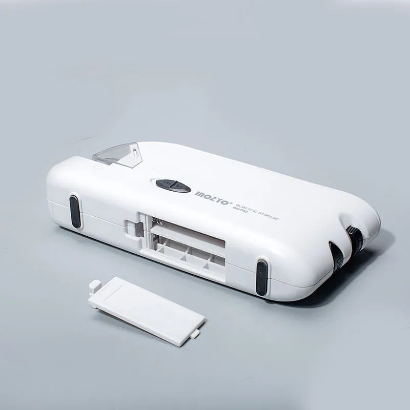 Electric flat stapler mini automatic induction double nail for office learning 20 sheets black white