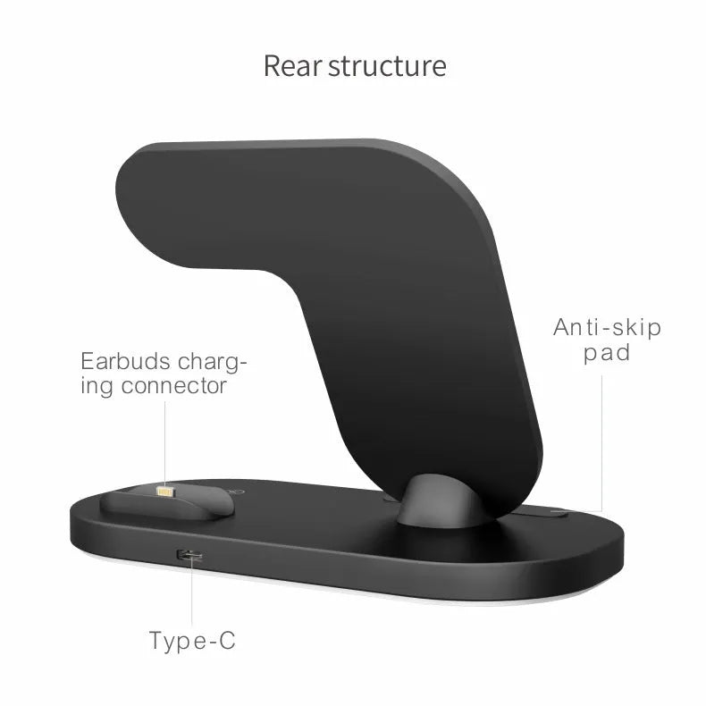Foldable 3-in-1 wireless charging station for iPhone, Apple Watch and AirPods Pro in black or white