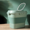 Green 16L sealed pet food storage bucket with lid for cat and dog dry food