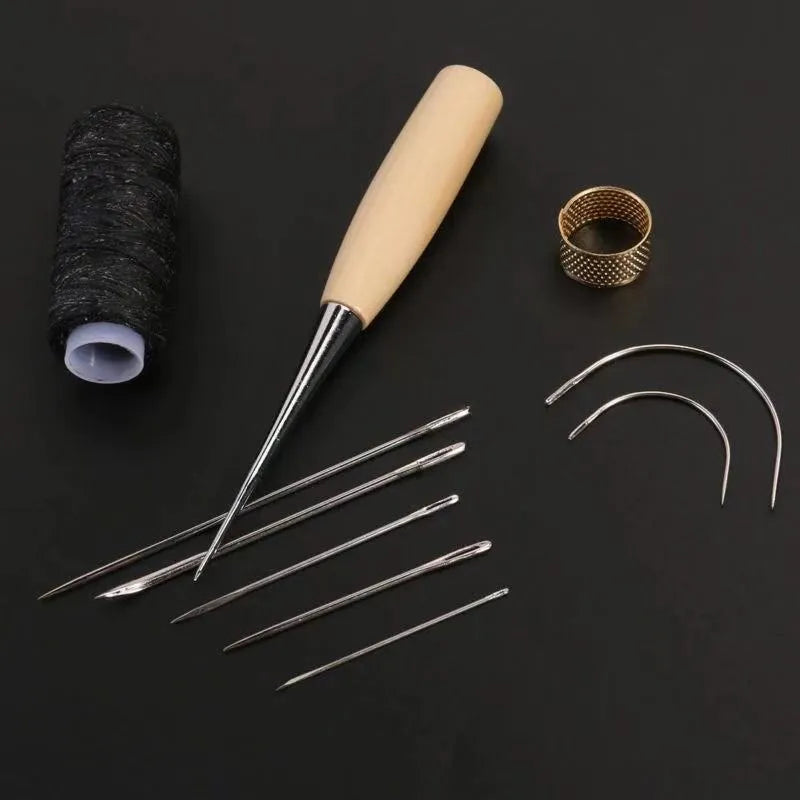 Lizhongchuang 4-piece alloy steel leather tool set in photo colour for DIY hand-stitching and carving