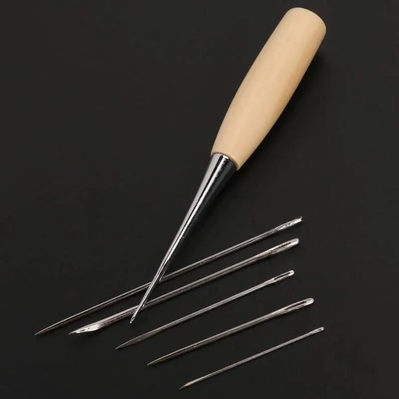 Lizhongchuang 4-piece alloy steel leather tool set in photo colour for DIY hand-stitching and carving