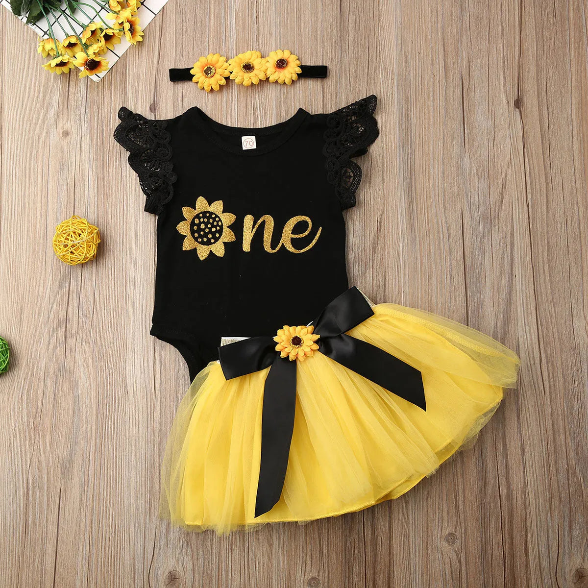 Baby three-piece triangle romper set with letter and flower print, suitable for 70–100cm height, as shown