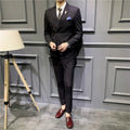 Men's slim fit double breasted suit coat in black, dark red, brown, or dark gray, sizes S to 5XL