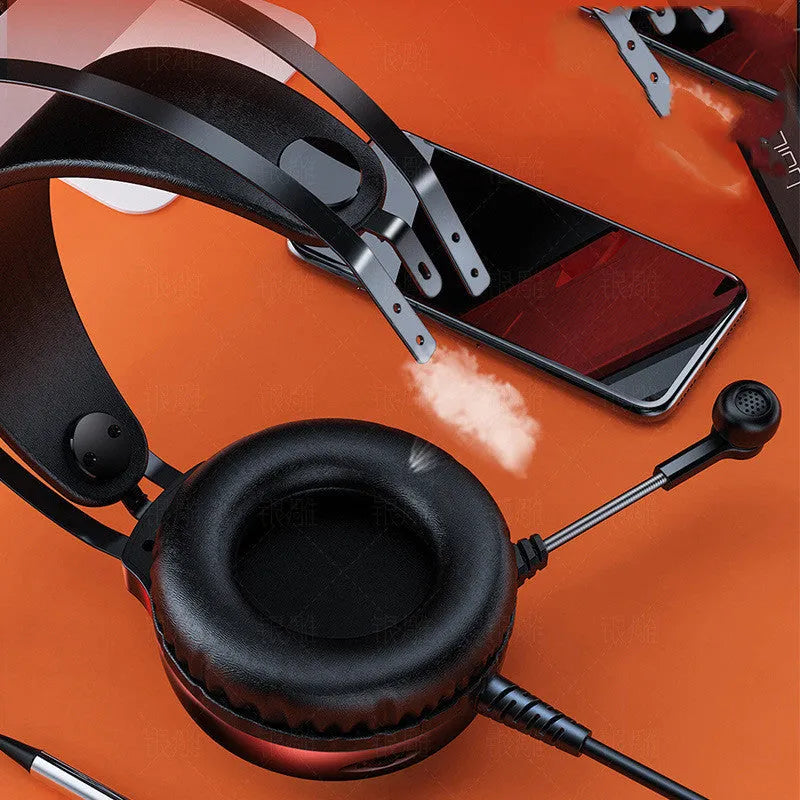 Wired computer headset with microphone showing black colour option and 3.5mm audio plug