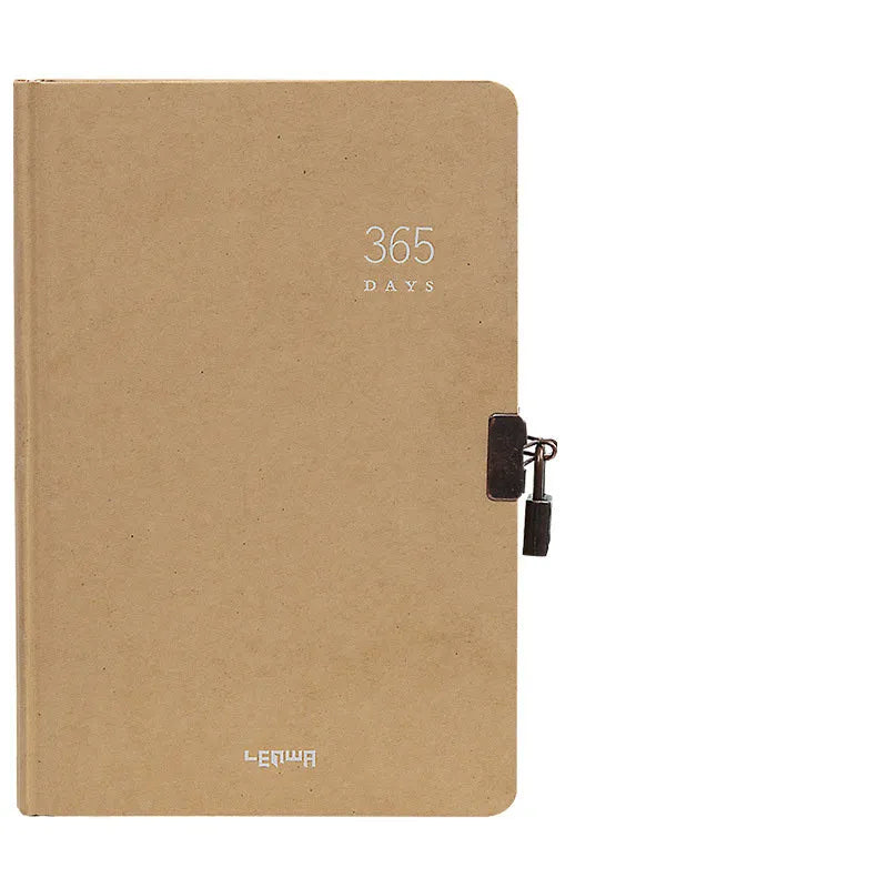 A5 hardcover locked diary notebook with 365 pages available in beige or black
