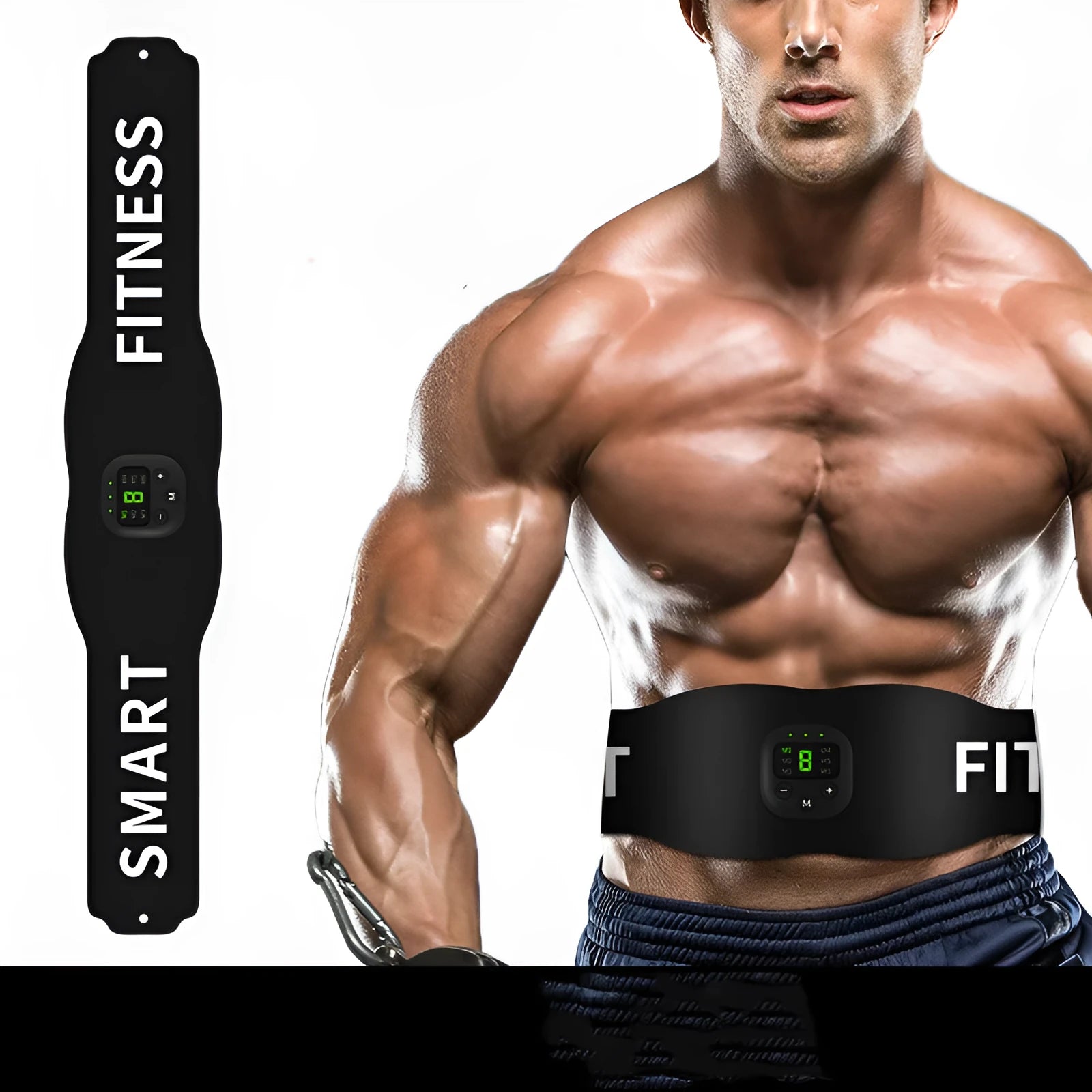 Anmeier FS88 black PU leather EMS muscle stimulator belt with LED display and USB charging
