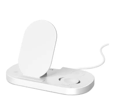 15W three-in-one wireless charger folding stand for mobile phone watch earphone in black