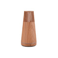 Natural wood grain ultrasonic aroma diffuser in black with USB cable, quiet operation under 36dB