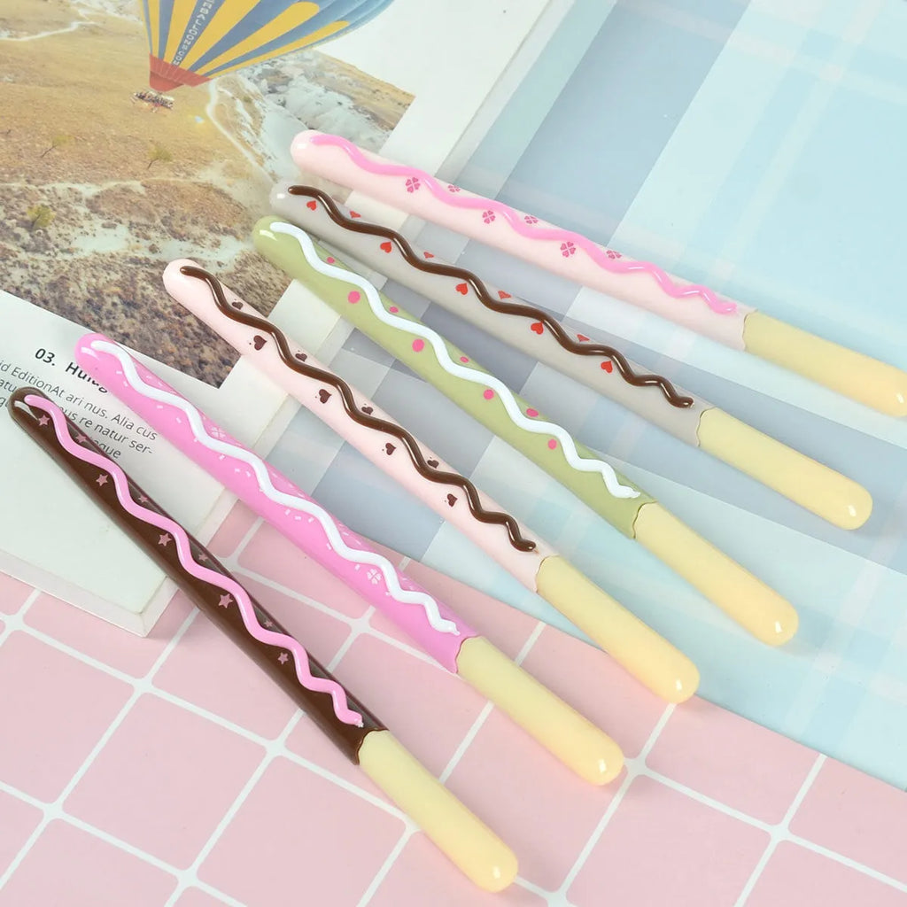 Zhongfan Korean soft gel chocolate scented 0.5mm black ink gel pen with needle tip