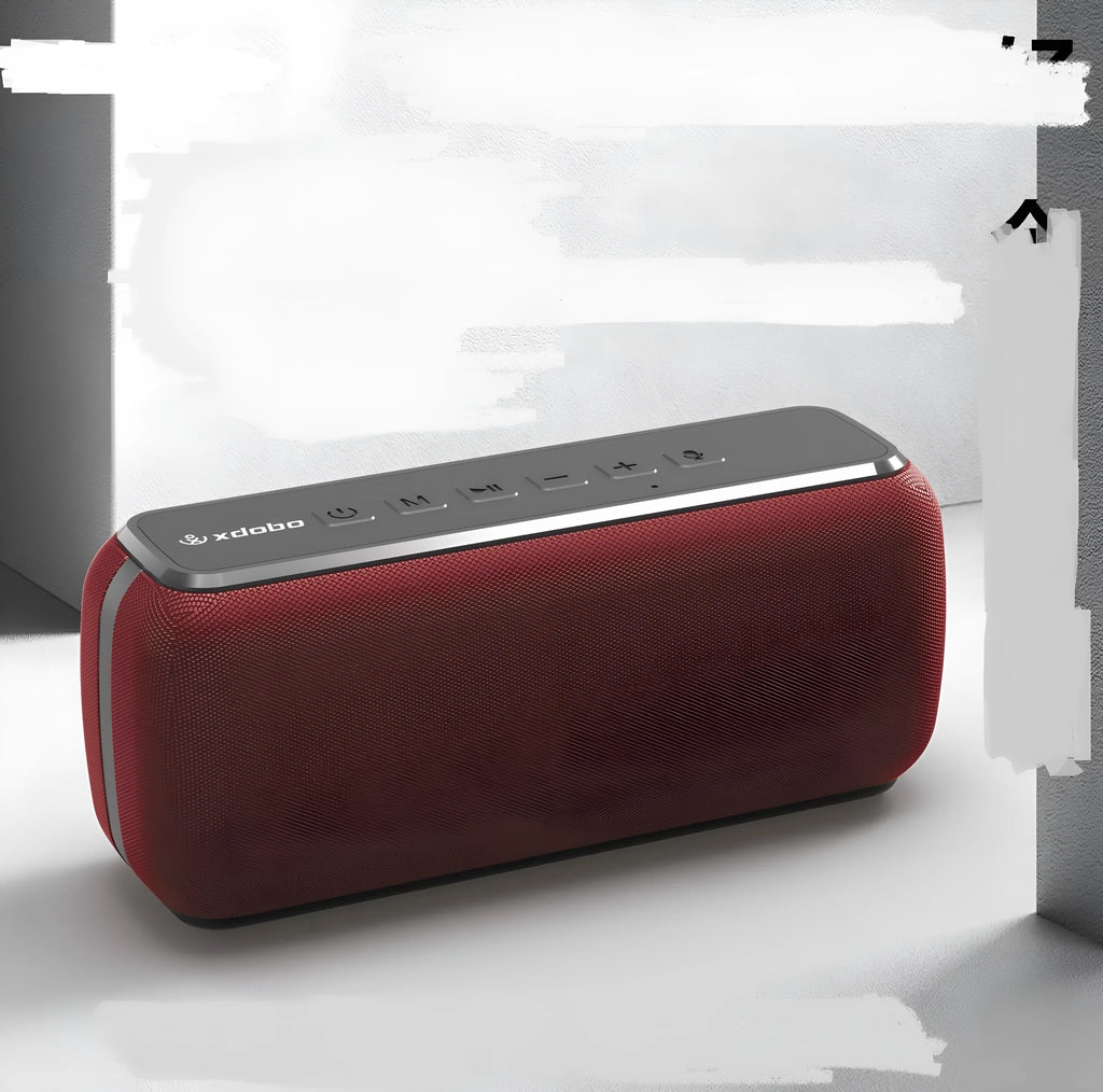 The New Size Small Sound Big X8 subwoofer Bluetooth speaker in black, with dual 30W drivers and portable design