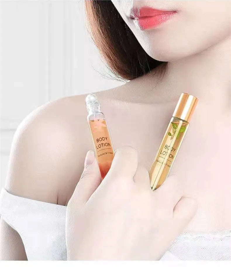 Mengxilan 12ml antiperspirant roll-on deodorant with lasting fragrance, available in green and pink, compact size 100x15x15mm