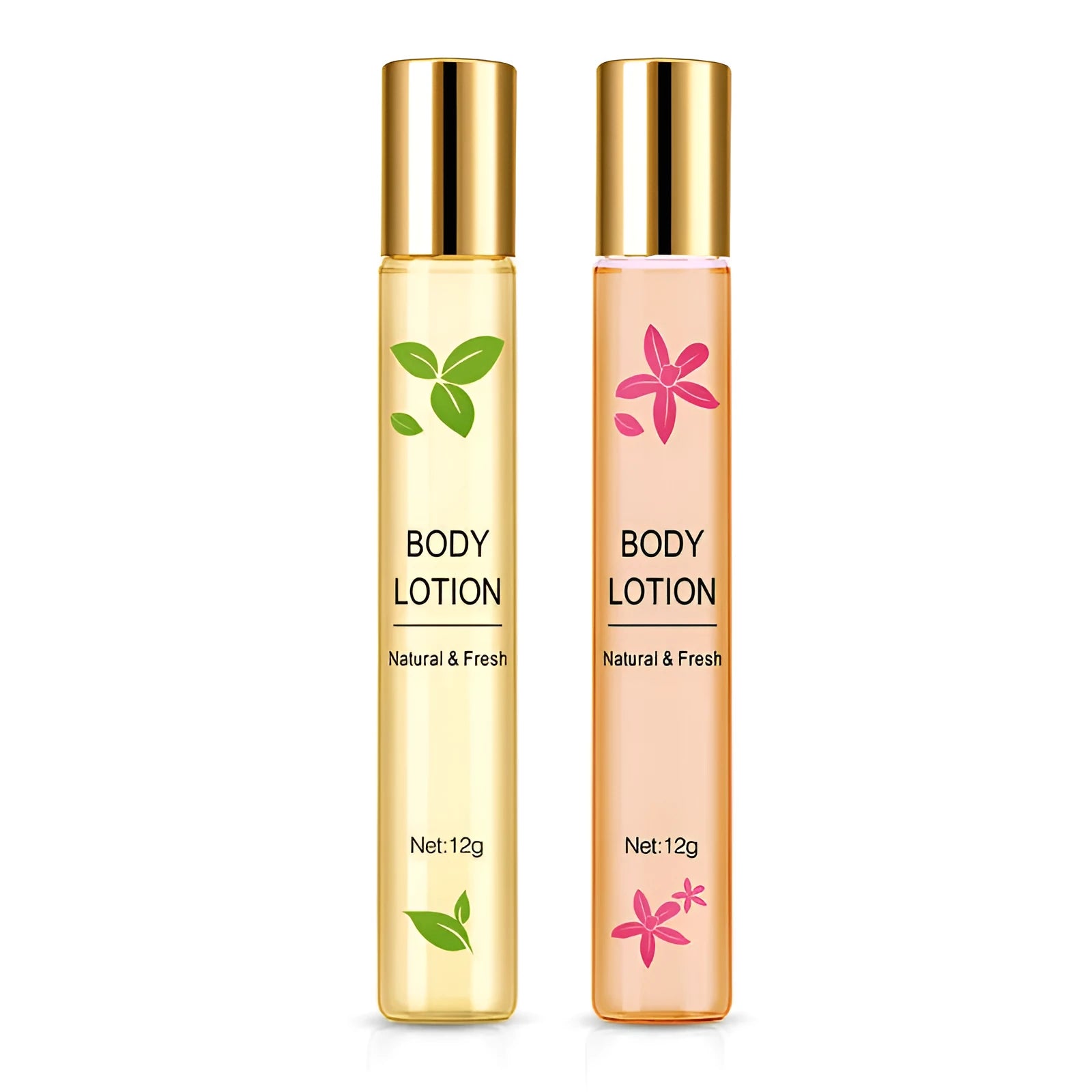 Mengxilan 12ml antiperspirant roll-on deodorant with lasting fragrance, available in green and pink, compact size 100x15x15mm