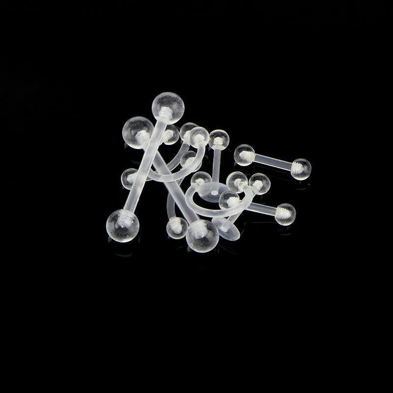 10 piece acrylic body piercing set white flatback labret studs for tongue lip nose ear eyebrow individually packed