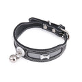Reflective PU dog and cat collar in black with monochrome design