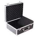 Black aluminium alloy storage case for tattoo equipment and supplies.