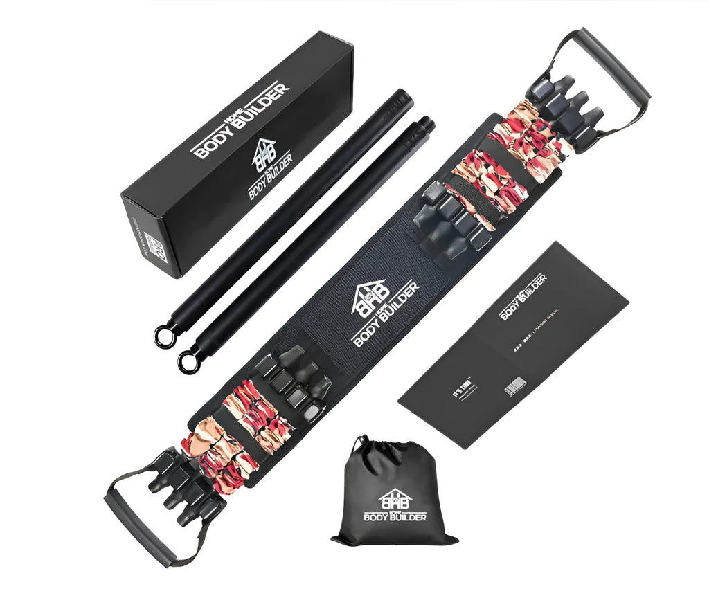 Camouflage bench press stretcher chest expander elastic belt with all-metal frame and nylon strap