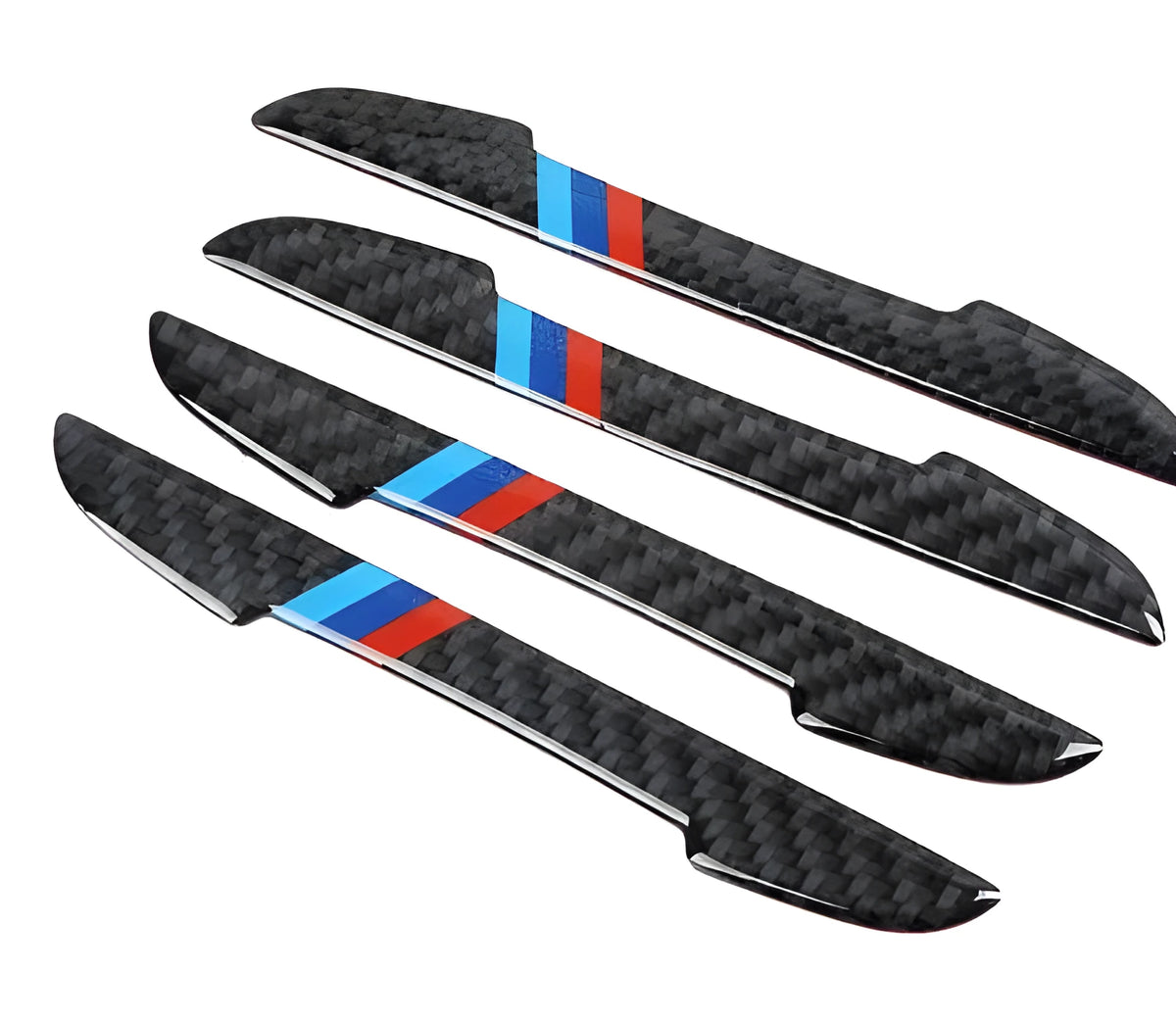Black rubber car anti-collision strip with carbon fibre pattern, 15cm length, GM model, for door edge protection