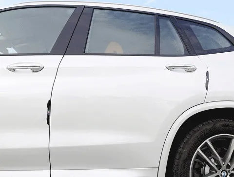 Black rubber car anti-collision strip with carbon fibre pattern, 15cm length, GM model, for door edge protection