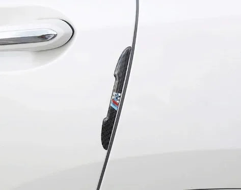 Black rubber car anti-collision strip with carbon fibre pattern, 15cm length, GM model, for door edge protection