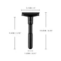 Old-fashioned men's manual razor with black zinc alloy handle and stainless steel blade on a neutral background