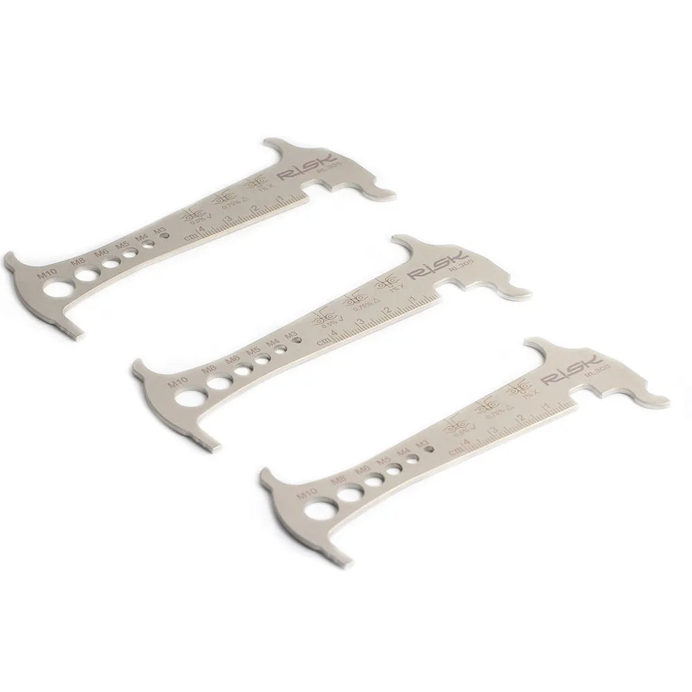 Risk stainless steel 3-in-1 chain checker for bike chain wear measurement with go/no-go indicator and chain hook