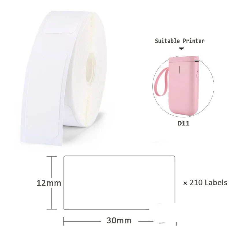 Niimbot D11 mini label printer paper thermal sticker rolls in white and assorted colours 12x40mm for price labelling