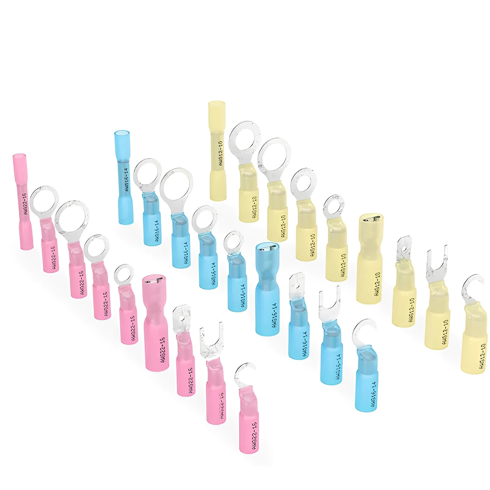 540PCS heat shrink wire connectors ring fork hook spade brass tin plated fire retardant