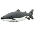 Cartoon shark-shaped USB flash drive in black with PVC shell and USB 2.0 connector