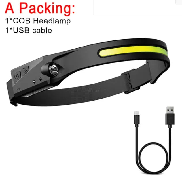 Black induction light with silicone strap and touch switch for night running and fishing