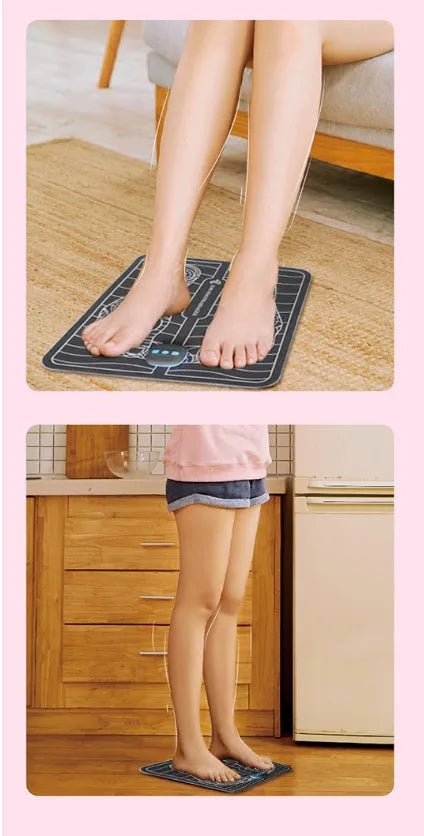 USB rechargeable foot massage cushion with four massage contacts for legs and feet, 30x15x2.8cm
