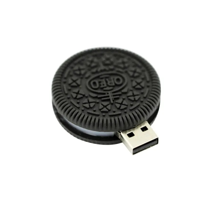 Sandwich cookie USB flash drive with USB 3.0 and PVC shell, available in 4GB to 64GB capacities