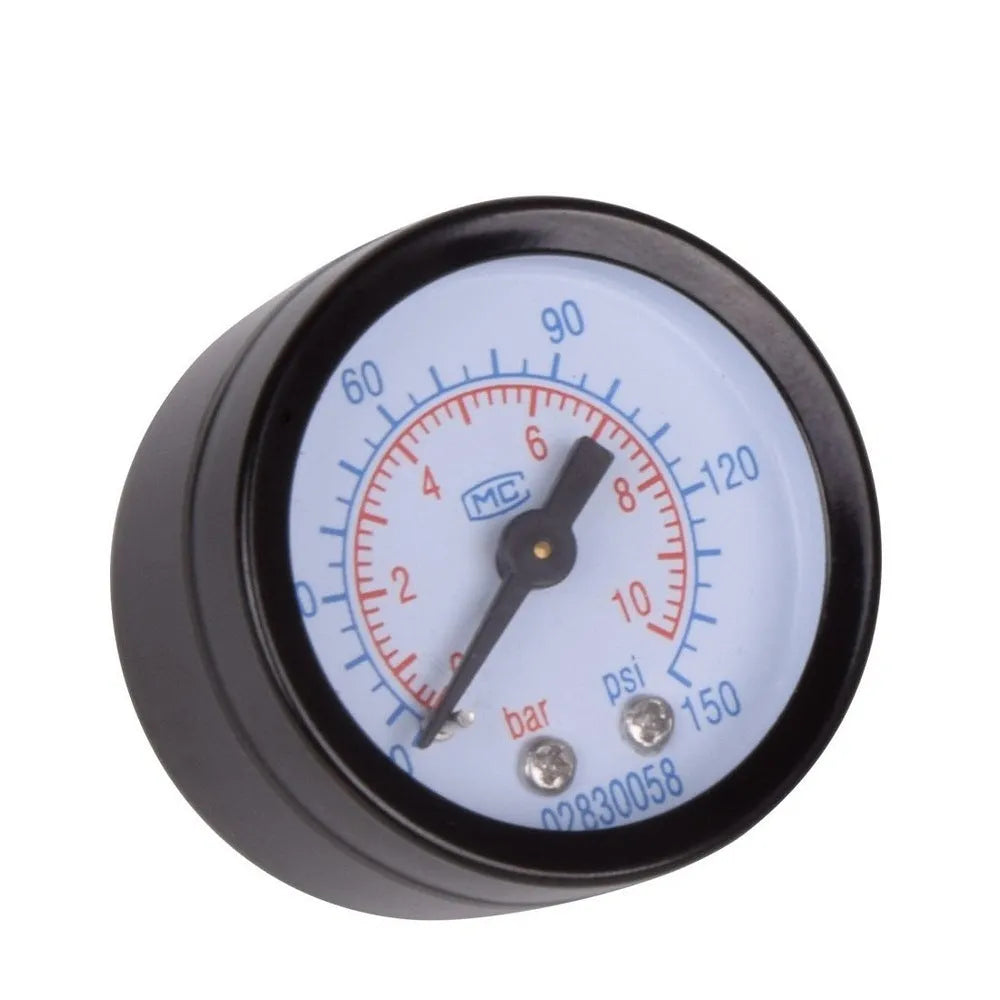 Air compressor filter regulator with pressure gauge and quarter-inch connector for workshop pneumatic tool protection