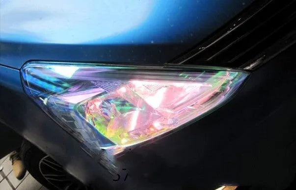 Chameleon colour change protective film for car headlights and tail lights, available in multiple sizes and colours