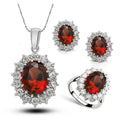 Korean style crystal bridal jewellery set necklace earrings ring copper 40+5cm chain extension olive green