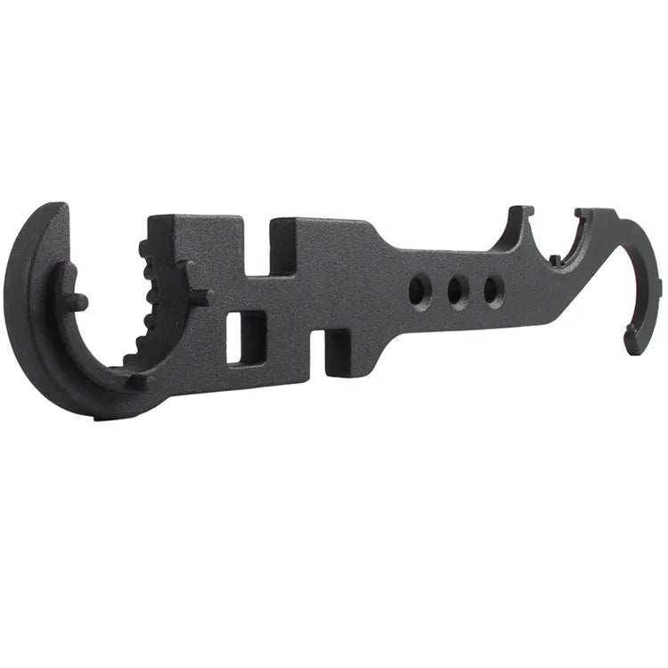 Black dual-purpose steel combination wrench for AR15 and M4 firearms maintenance.