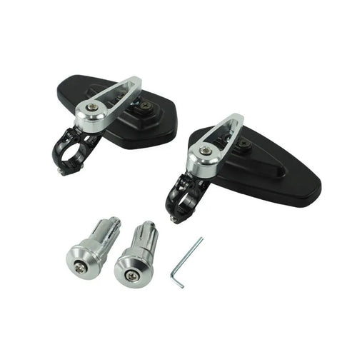 Pair of black 22mm universal aluminium alloy motorcycle handlebar end rearview mirrors