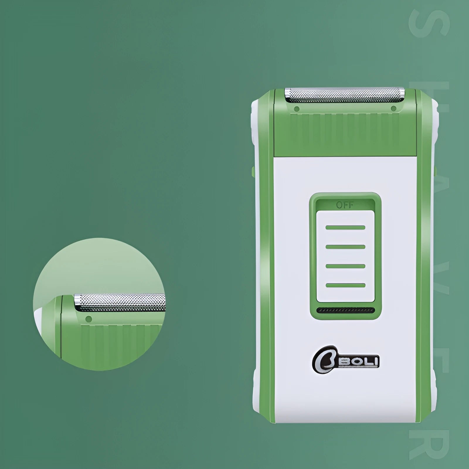 L2 model reciprocating electric shaver in photo colour with ABS plastic body.