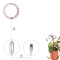 USB-powered LED grow light for indoor plants with circular design and configurable lighting heads