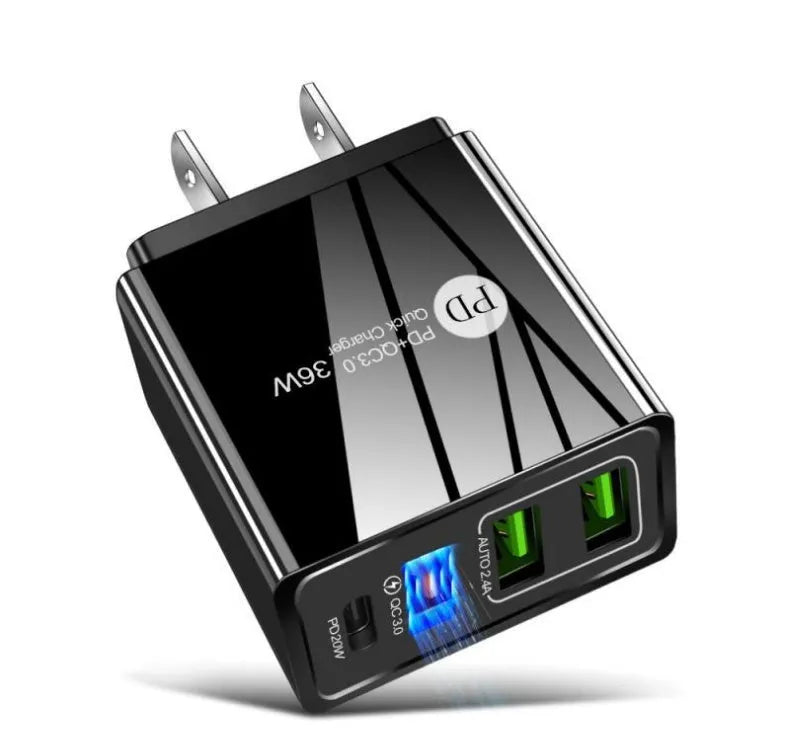20W PD fast charging head with multiple USB ports in a choice of six colours including British Black and European White.